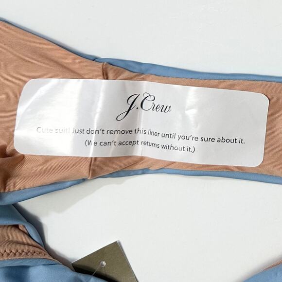 2/$15 NWT J. Crew Curved-Waist Cheeky Bikini Bottom Light Blue High-Cut Size 2XL - Picture 5 of 8